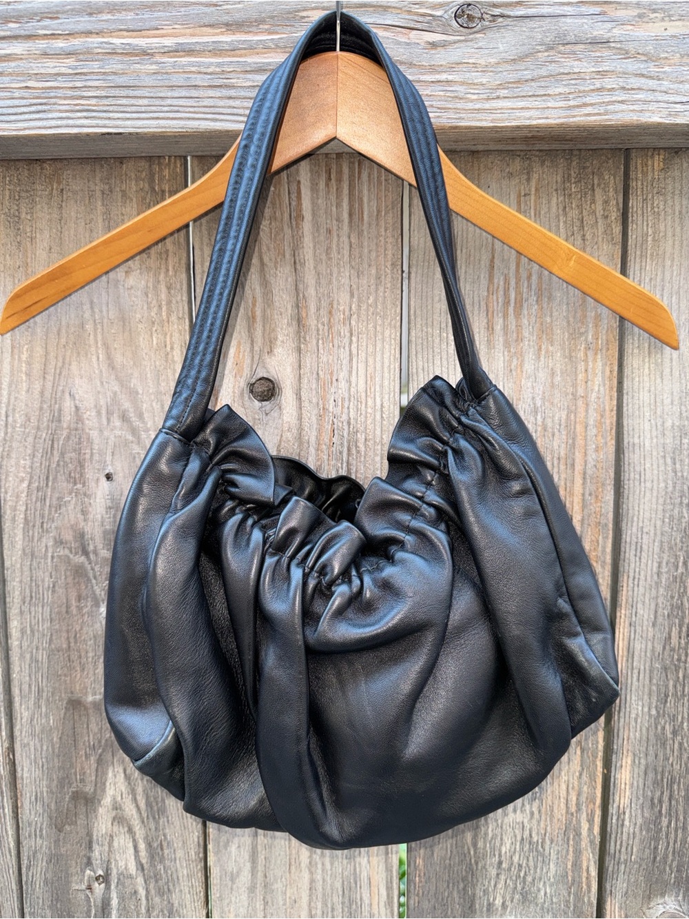 Loeffler Randall Alicia Gathered Baguette Bag in Black Sheepskin Leather - Picture 12 of 16